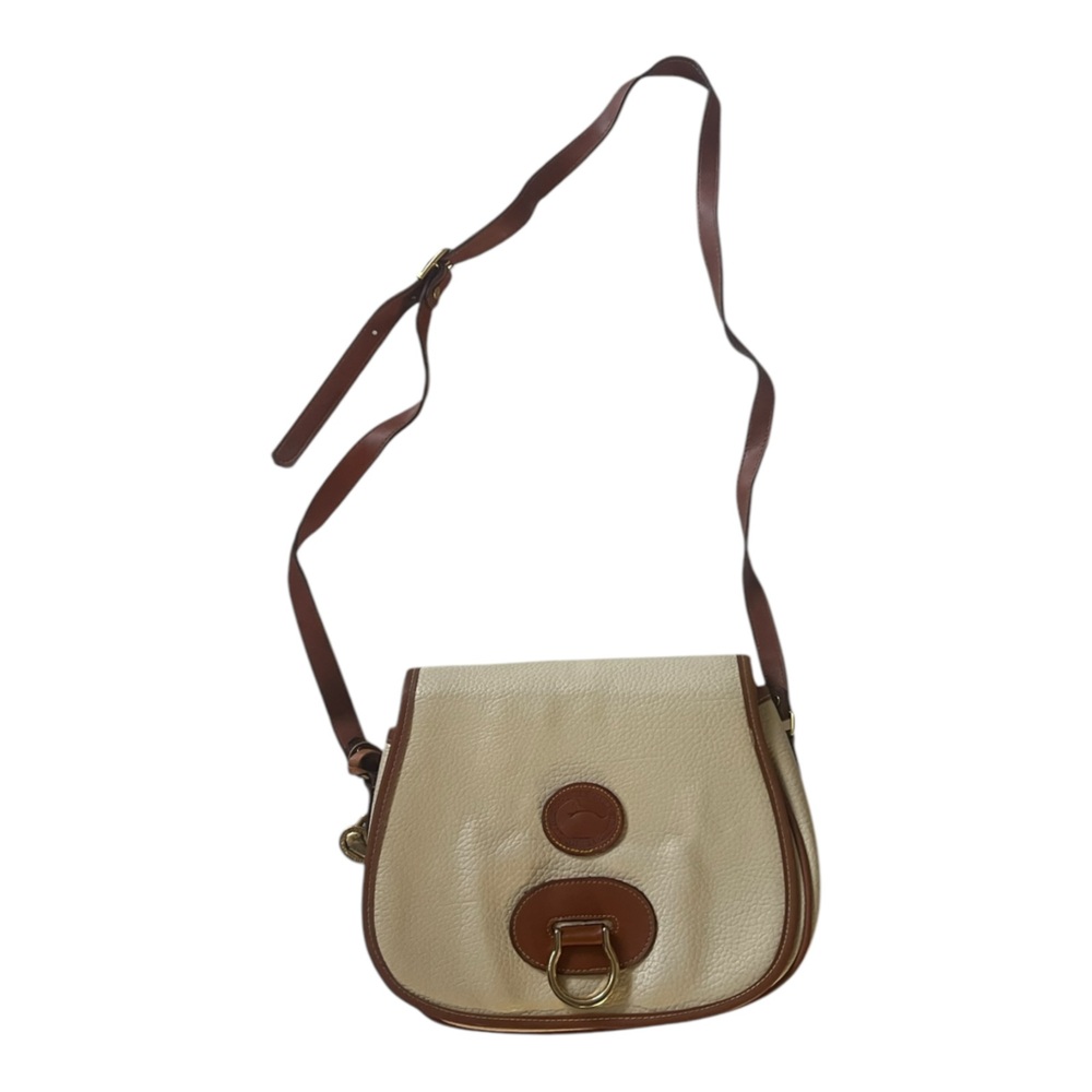 Vintage Dooney & Bourke Small Crossbody Belt Bag Tan/Brown All Weather Leather - Picture 3 of 13